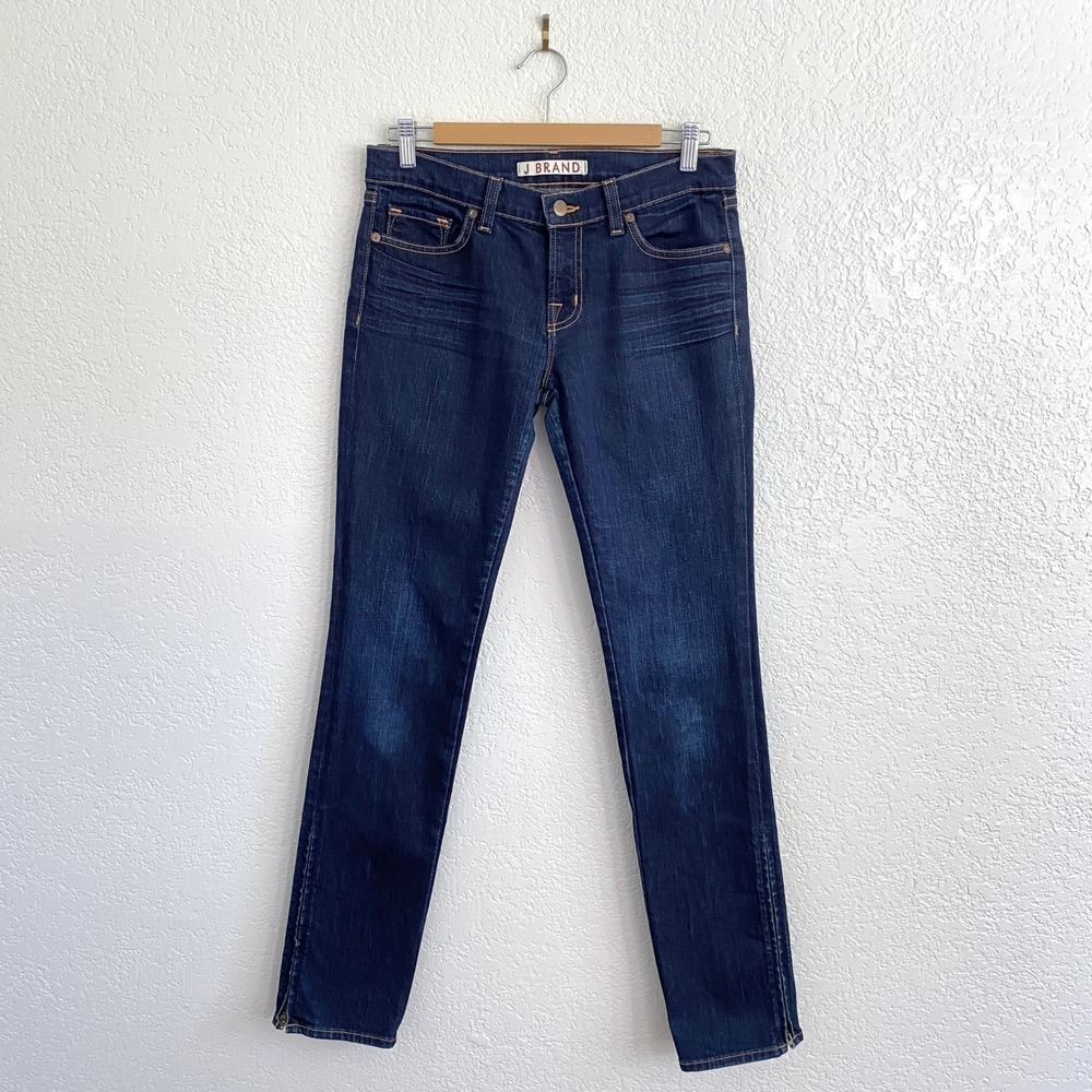 J Brand The Deal Skinny Ankle Zip Jeans Ink Dark Wash Women Size 28